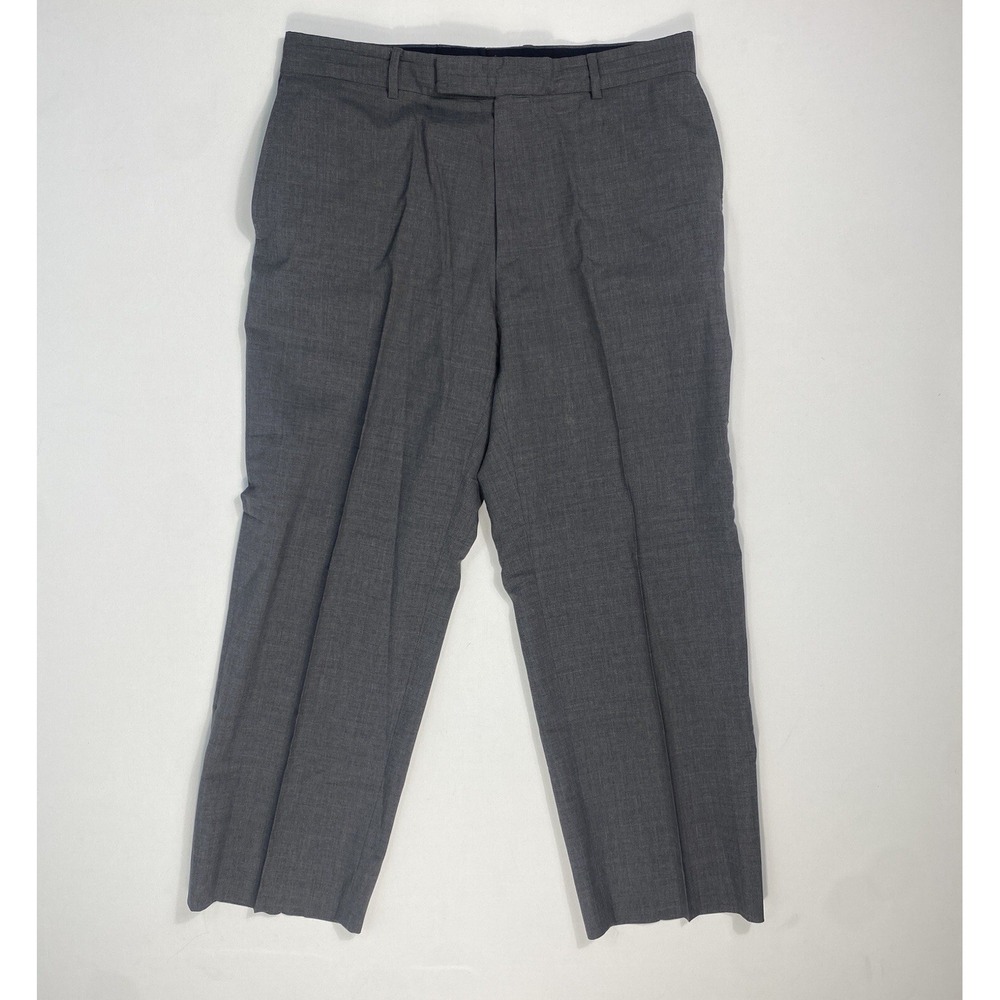 HUGO BOSS Mens Dress Pants 35R (35x28) Grey Wool Casual Classic Career Modern